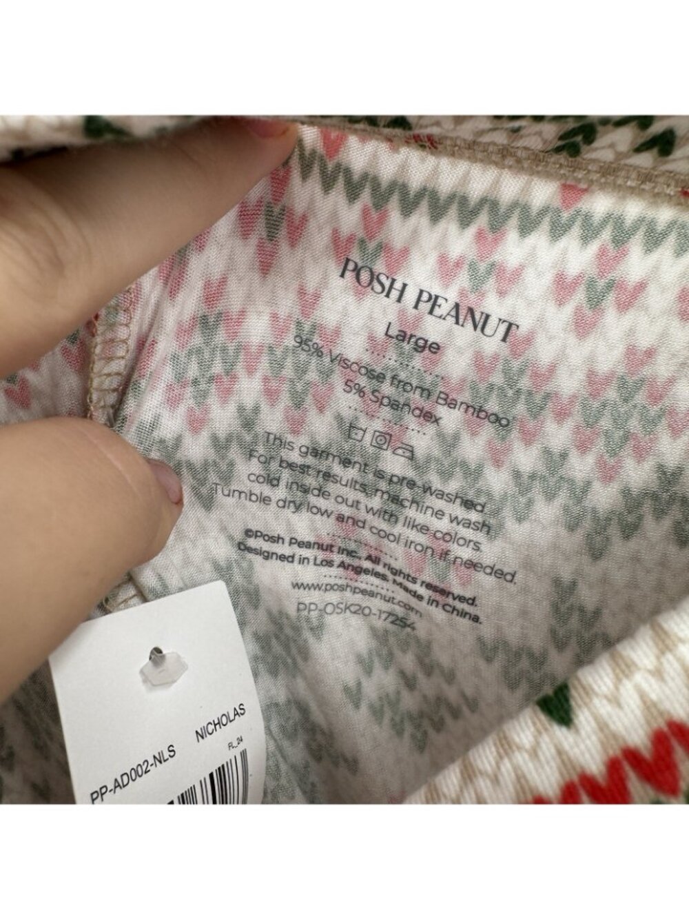 Posh Peanut Bamboo Nicholas Holiday Fair Isle Pajama Set sz L Women's Christmas - Picture 8 of 9